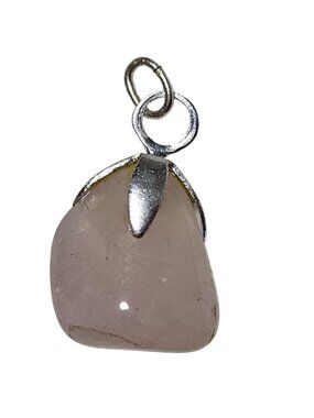 Rose Quartz Gemstone Pendant Silver Tone Bail Healing Spiritual Jewelry Nature
